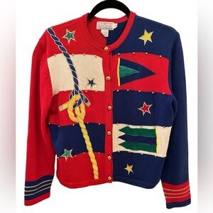 Doncaster Women's Vintage Nautical Sweater
Red White Gold Blue Medium